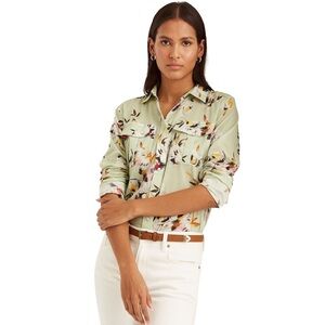 Ralph Lauren Lightweight Floral Green Long Sleev Shirt